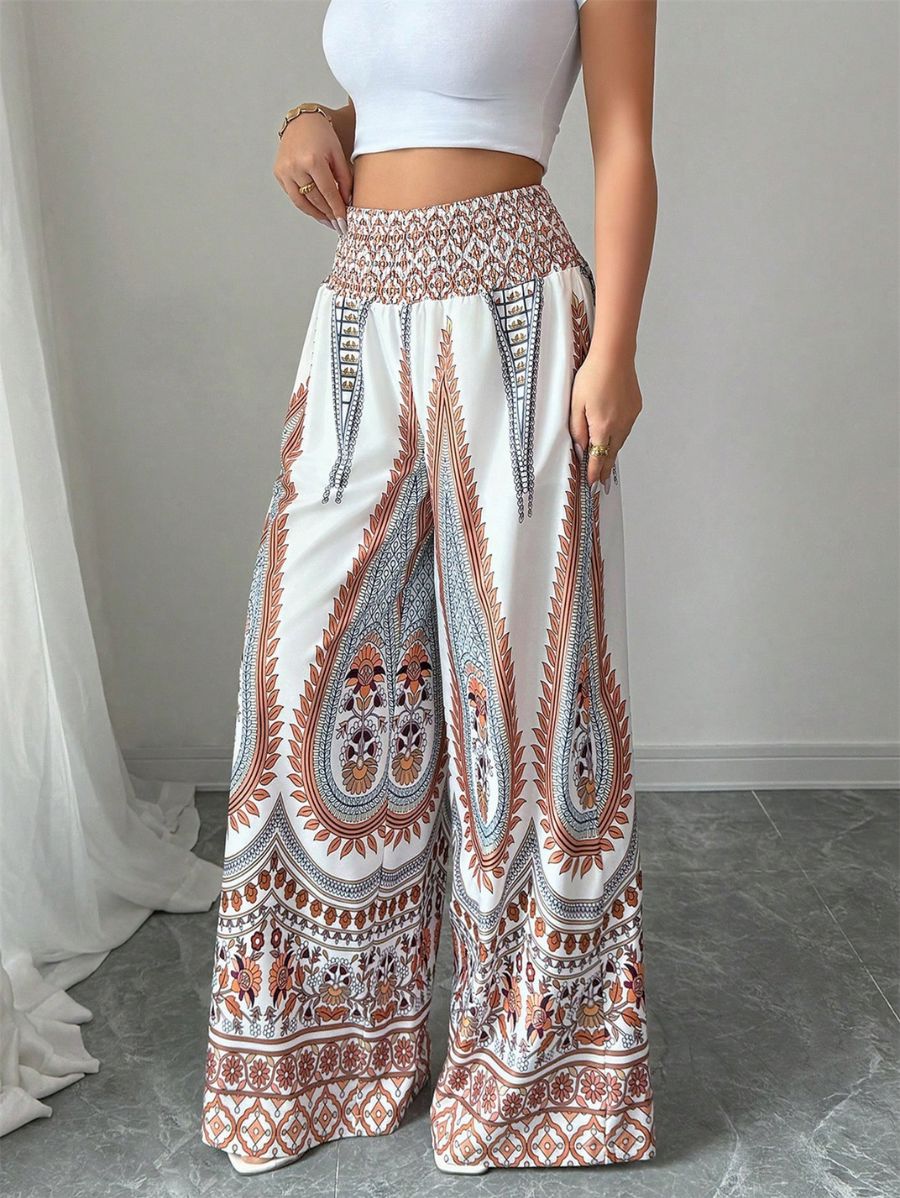 PANTALÓN DE CINTURA ALTA ESTAMPADO Pantalón 40 Florebele