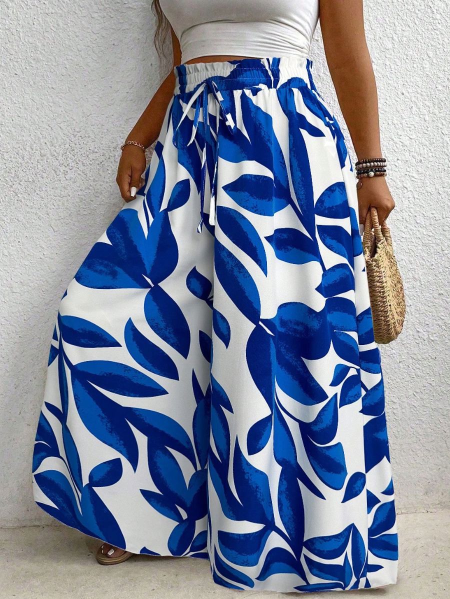 PANTALÓN DE PIERNA ANCHA ESTAMPADO Pantalón Plus Size 13 Florebele 0XL