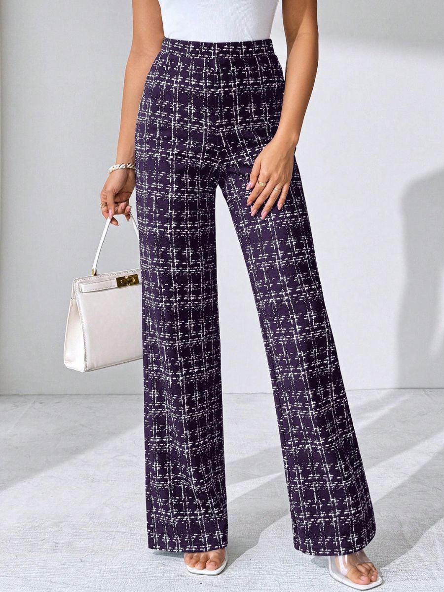 PANTALÓN ELÁSTICO A CUADROS Pantalón 38 Florebele Violeta S