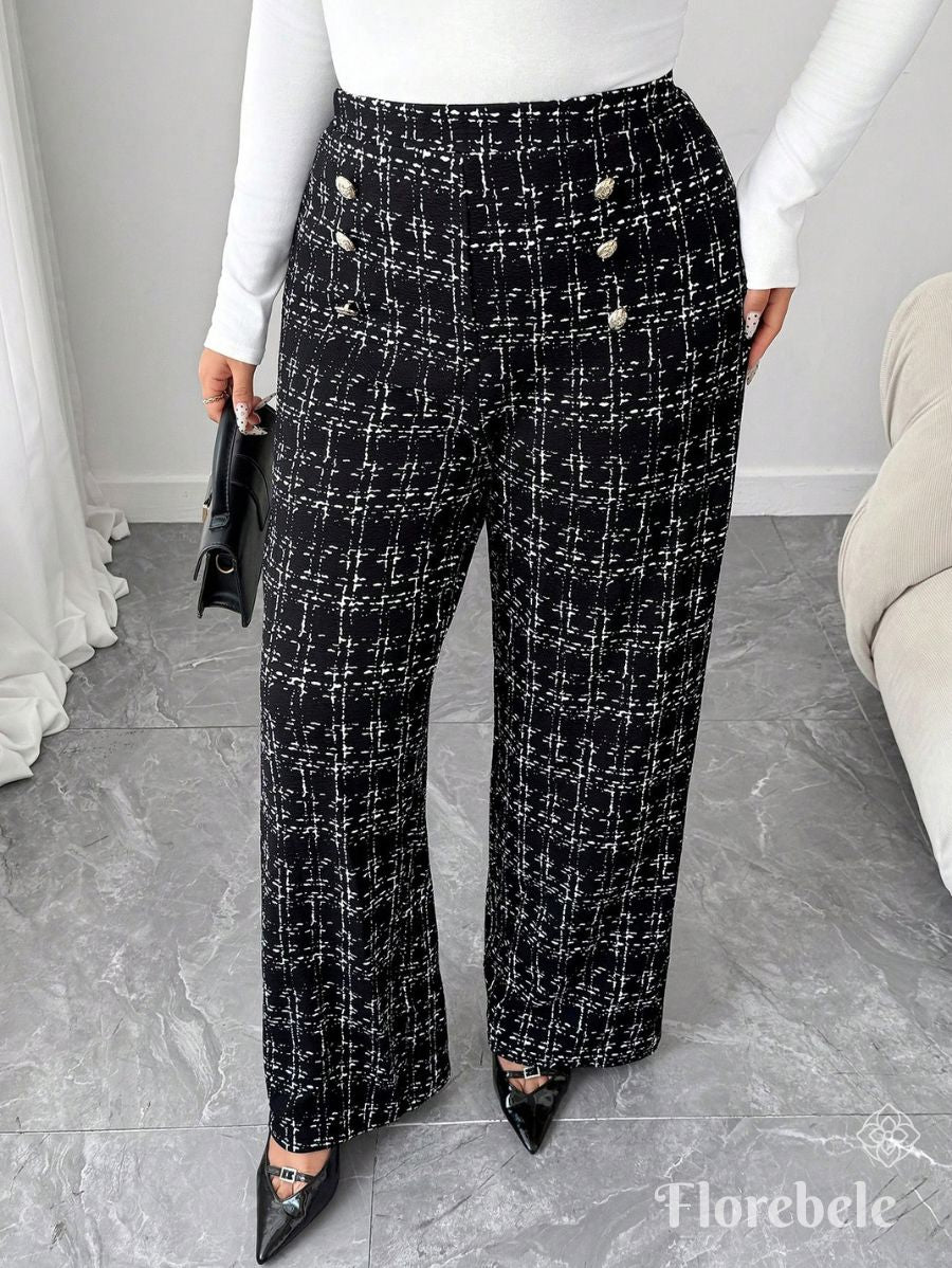 PANTALÓN ELÁSTICO CON BOTONES Pantalón Plus Size 08 Florebele