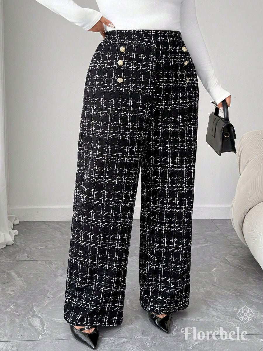 PANTALÓN ELÁSTICO CON BOTONES Pantalón Plus Size 08 Florebele