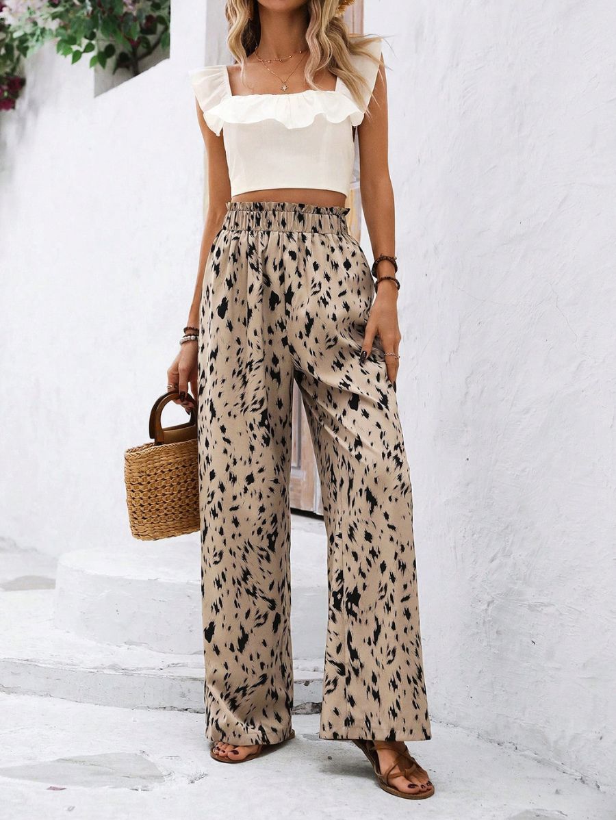 PANTALÓN ESTAMPADO CON CINTURA ALTA Pantalón 03 Florebele