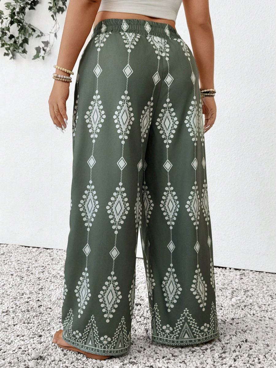PANTALÓN ESTAMPADO CON CINTURA ELÁSTICA Pantalón Plus Size 11 Florebele