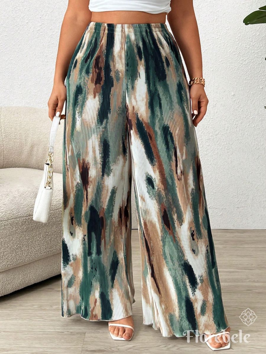 PANTALÓN PLISADO ESTAMPADO Pantalón Plus Size 04 Florebele 0XL