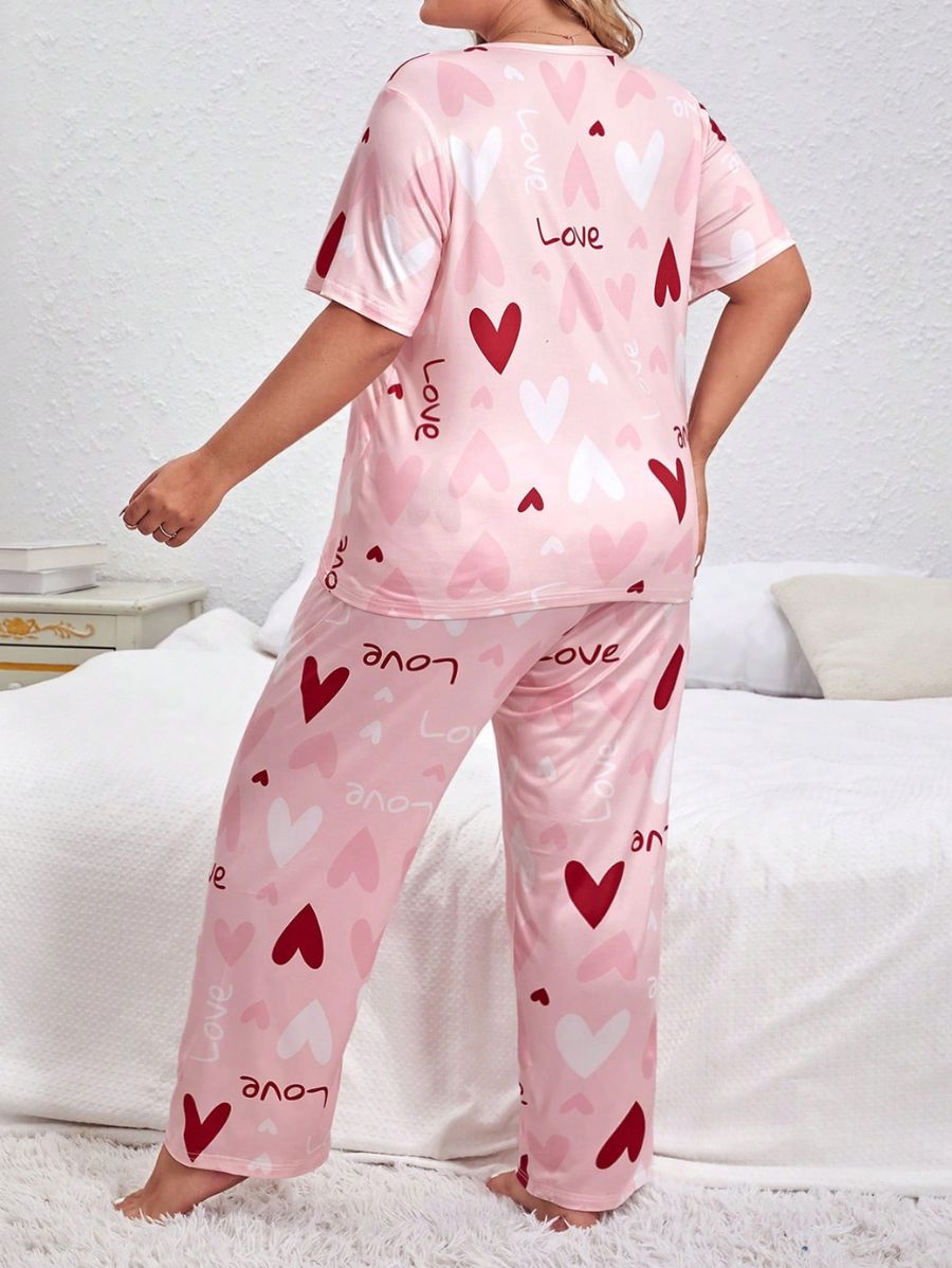 PIJAMA CON ESTAMPADO DE CORAZONES Pijama Plus Size 08 Florebele