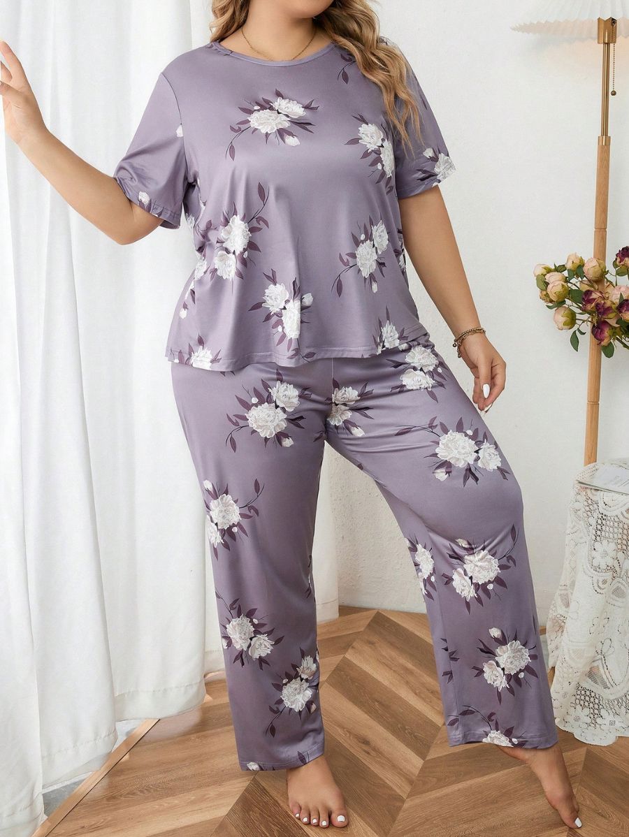 PIJAMA CON ESTAMPADO FLORAL Pijama Plus Size 07 Florebele
