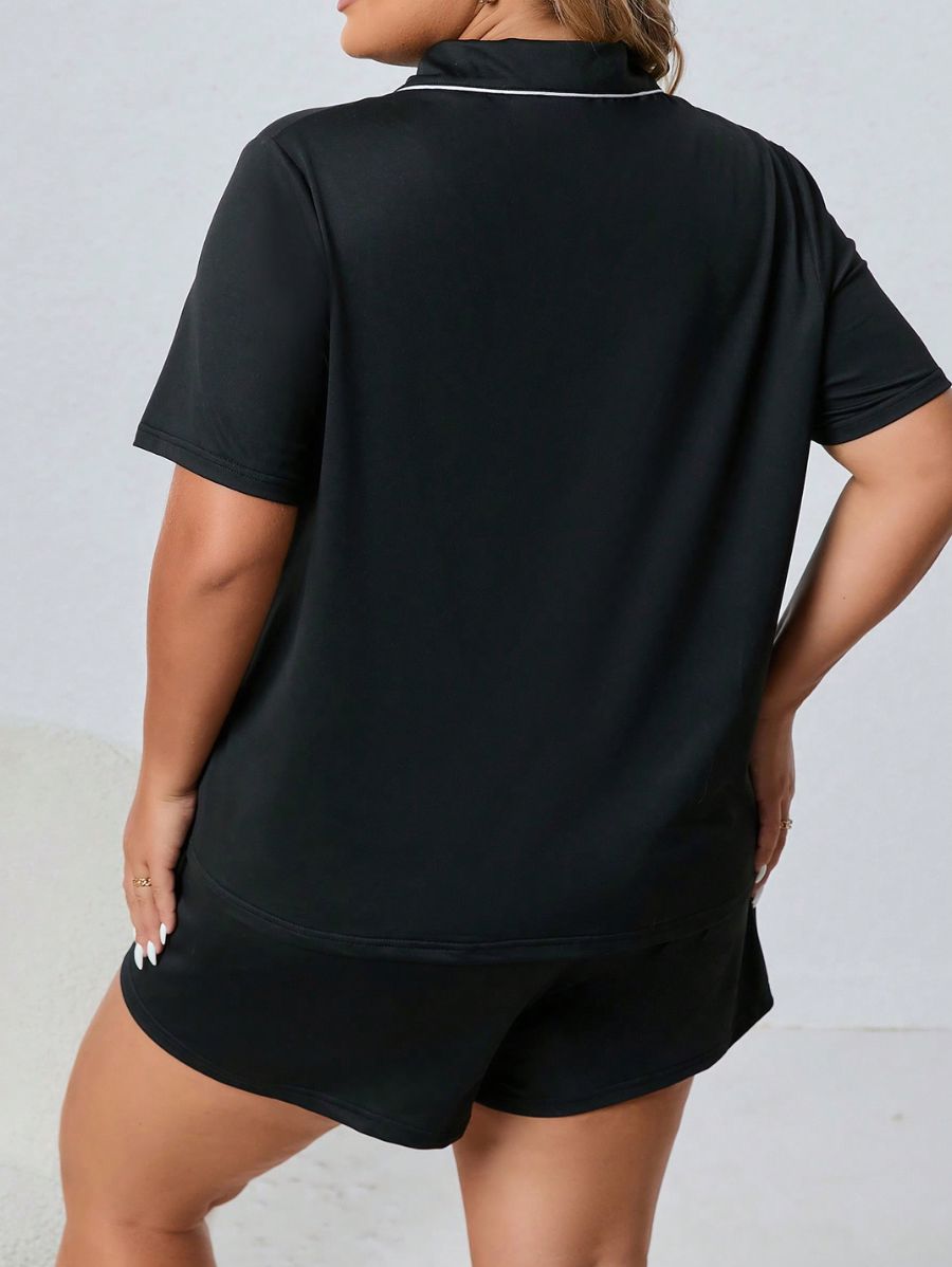 PIJAMA CON RIBETE EN CONTRASTE Y CORAZÓN Pijama Plus Size 01 Florebele