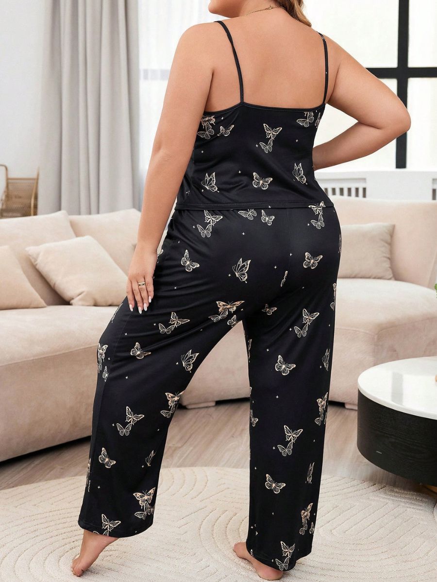 PIJAMA DE TIRANTES CON ESTAMPADO DE MARIPOSAS Pijama Plus Size 05 Florebele