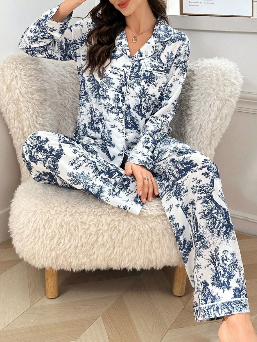 PIJAMA MANGA LARGA CON ESTAMPADO AZUL Pijama 02 Florebele