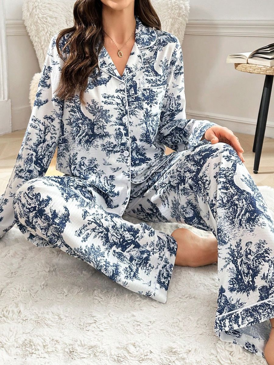 PIJAMA MANGA LARGA CON ESTAMPADO AZUL Pijama 02 Florebele