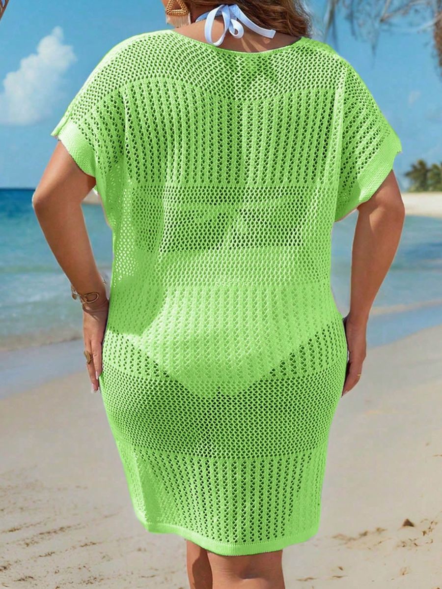 SALIDA DE PLAYA CALADA CON ABERTURAS LATERALES Salida de Playa Plus Size 20 Florebele
