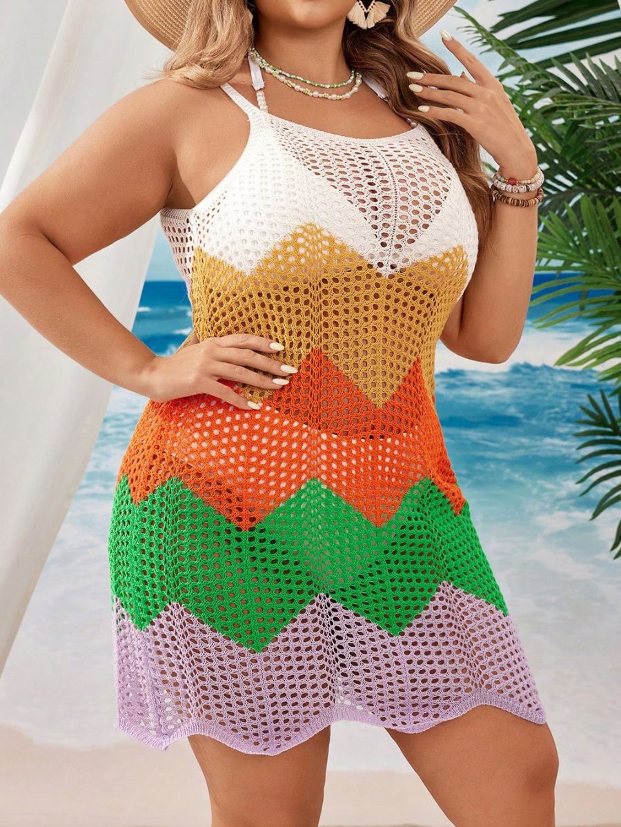 SALIDA DE PLAYA CON BLOQUES DE COLOR Salida de Playa Plus Size 07 Florebele