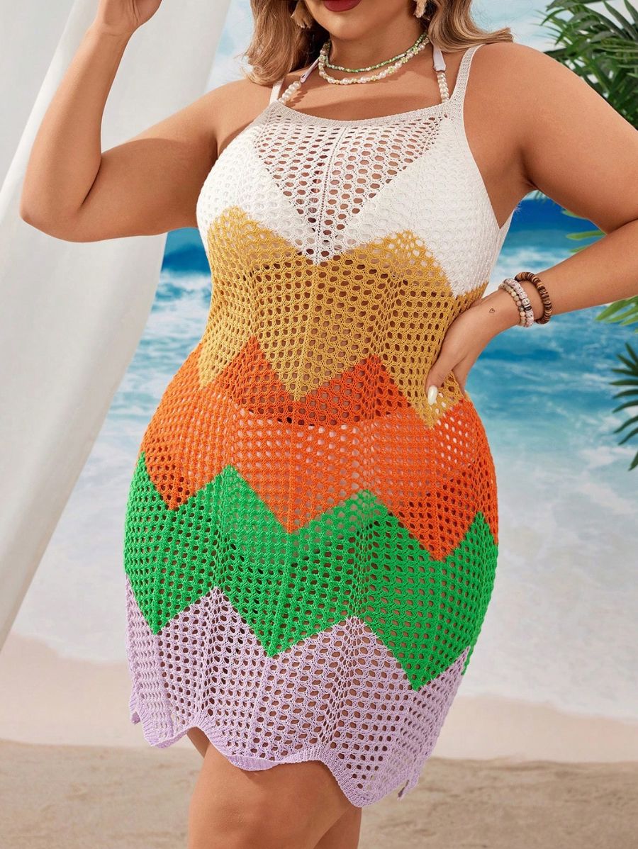 SALIDA DE PLAYA CON BLOQUES DE COLOR Salida de Playa Plus Size 07 Florebele
