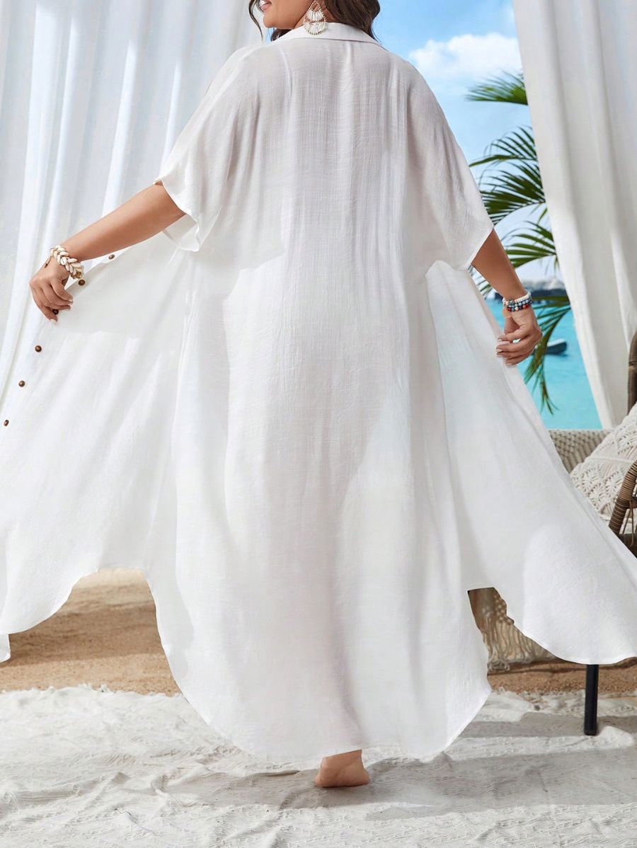SALIDA DE PLAYA CON BOTONES Salida de Playa Plus Size 08 Florebele