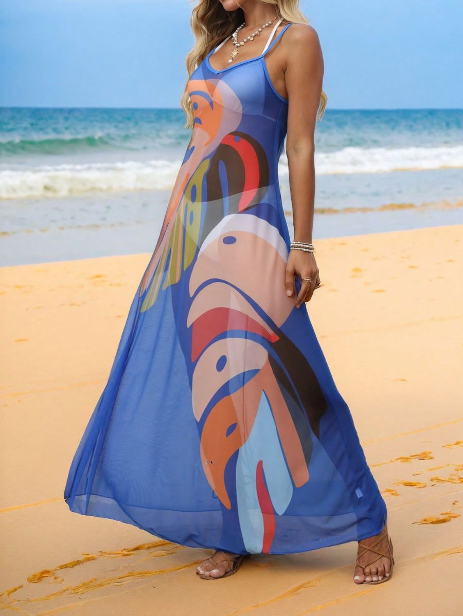 SALIDA DE PLAYA CON ESTAMPADO TROPICAL Salida de Playa 35 Florebele