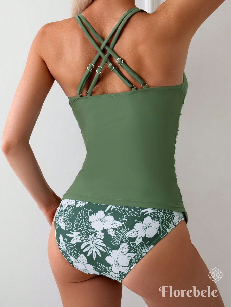 TANKINI CON ESPALDA CRUZADA Y ESTAMPADO FLORAL Tankini 09 Florebele