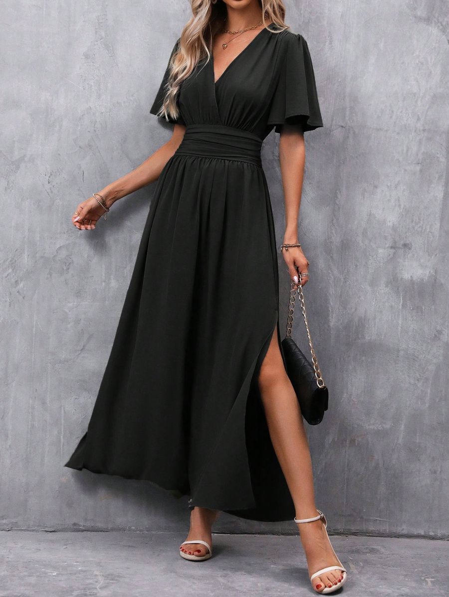 VESTIDO CON ABERTURA EN EL MUSLO Vestido 23 Florebele Negro XS