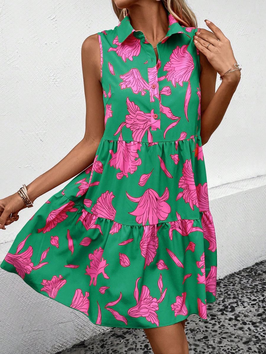 VESTIDO CON BOTONES Y ESTAMPADO FLORAL Vestido 47 Florebele