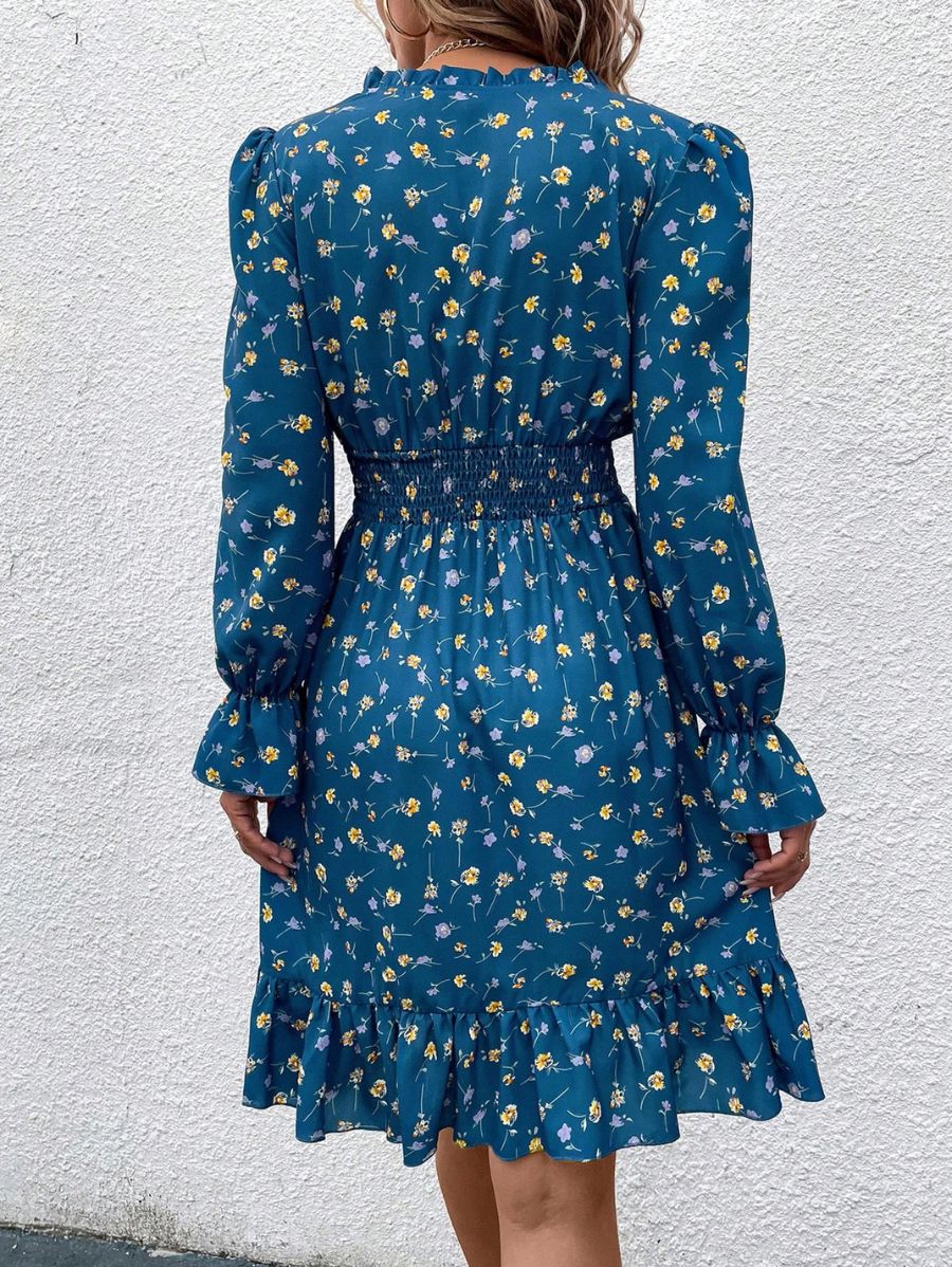 VESTIDO CON CUELLO EN V CON ESTAMPADO FLORAL Vestido 03 Florebele