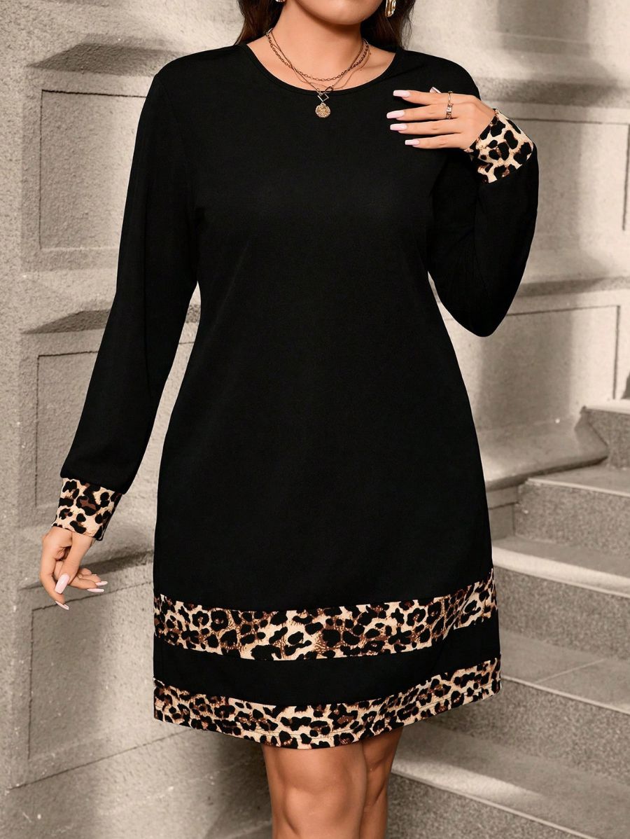 VESTIDO CON DETALLE LEOPARDO Vestido Plus Size 07 Florebele
