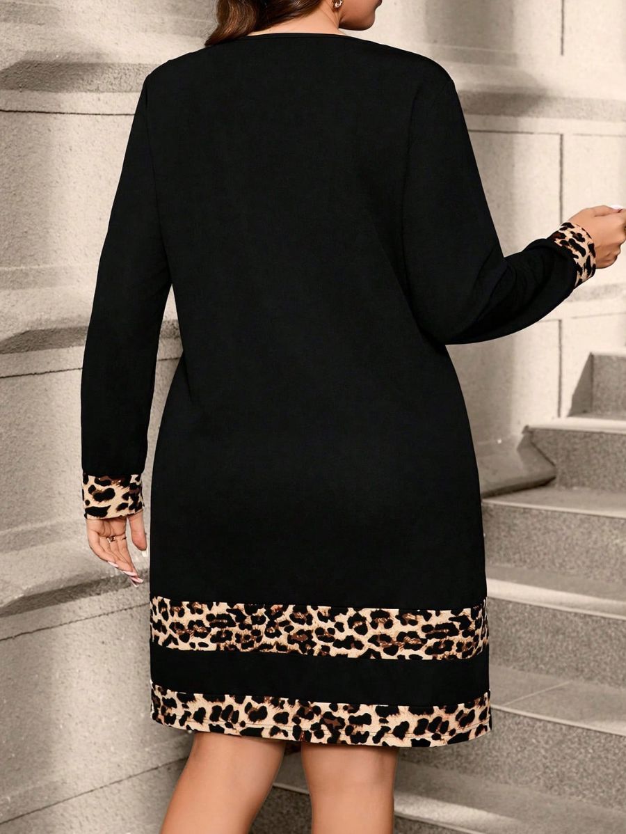 VESTIDO CON DETALLE LEOPARDO Vestido Plus Size 07 Florebele
