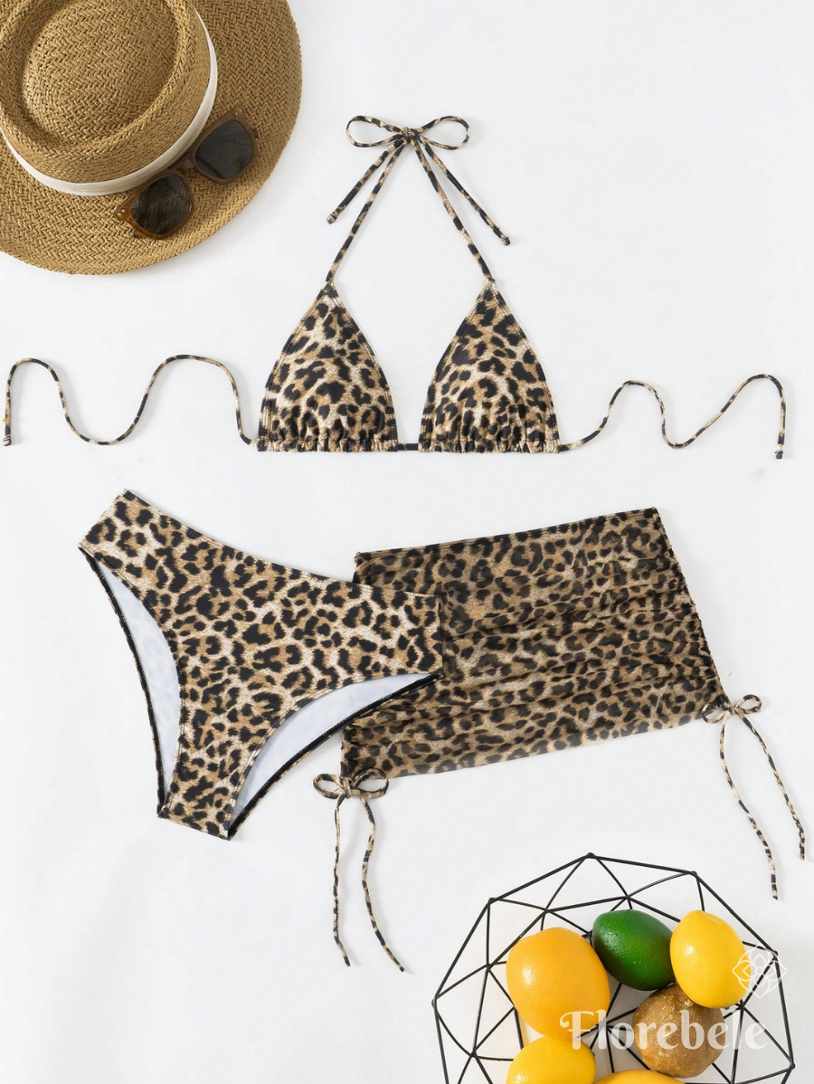 BIKINI CON ESTAMPADO LEOPARDO Y POLLERA