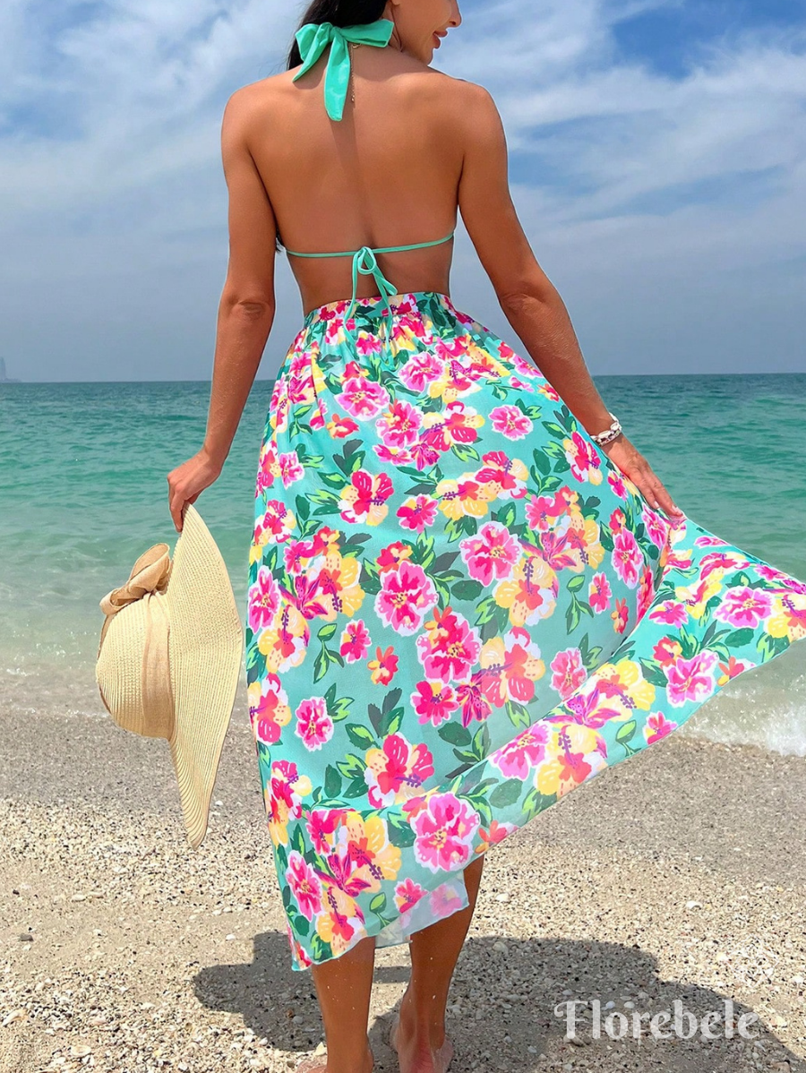 BIKINI CON SALIDA DE PLAYA Y ESTAMPADO FLORAL