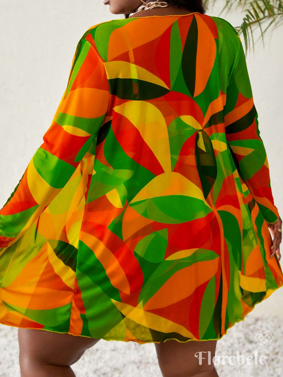 BIKINI CON SALIDA DE PLAYA Y ESTAMPADO GEOMÉTRICO