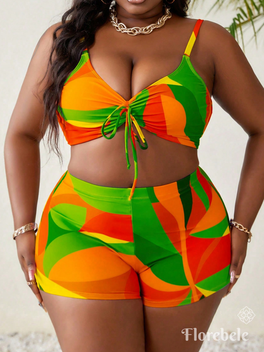 BIKINI CON SALIDA DE PLAYA Y ESTAMPADO GEOMÉTRICO