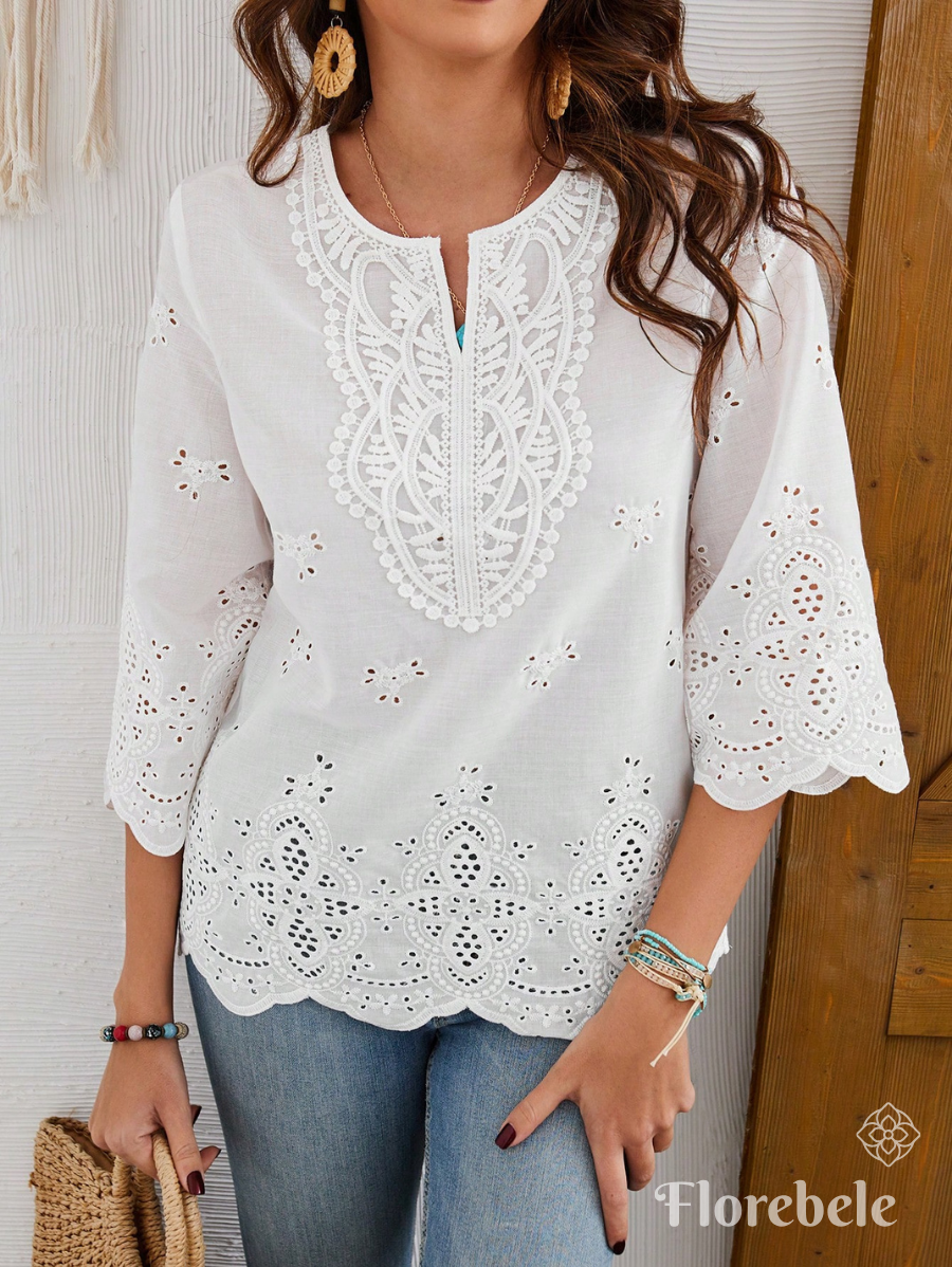 BLUSA CON BORDADO DE OJAL