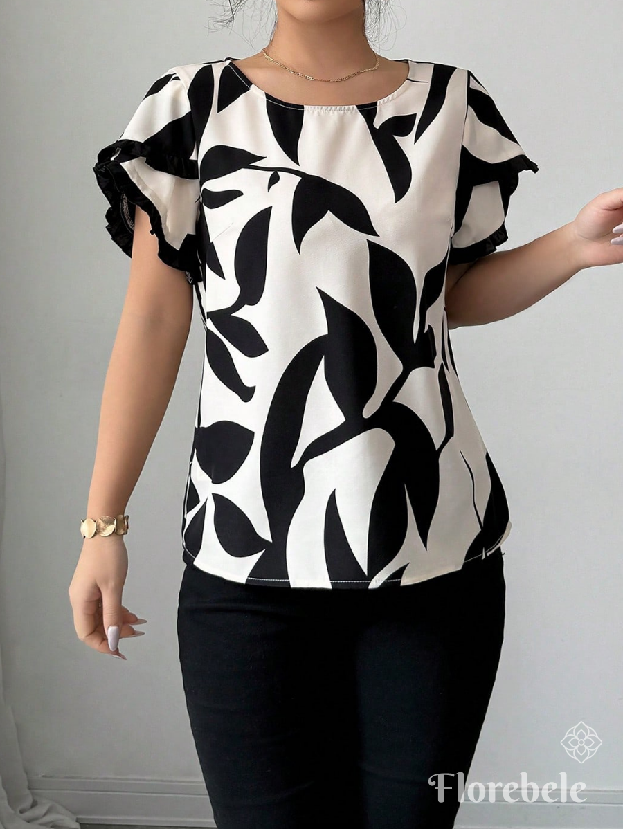 BLUSA ESTAMPADO CON DETALLE EN MANGAS