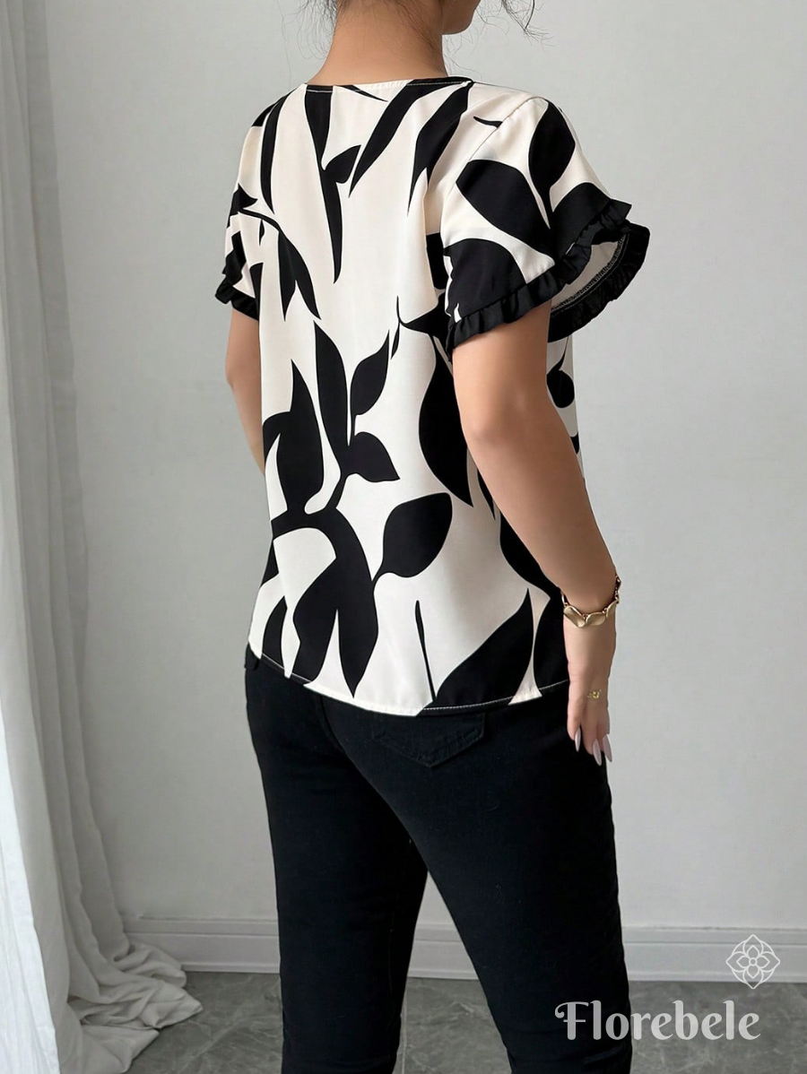 BLUSA ESTAMPADO CON DETALLE EN MANGAS