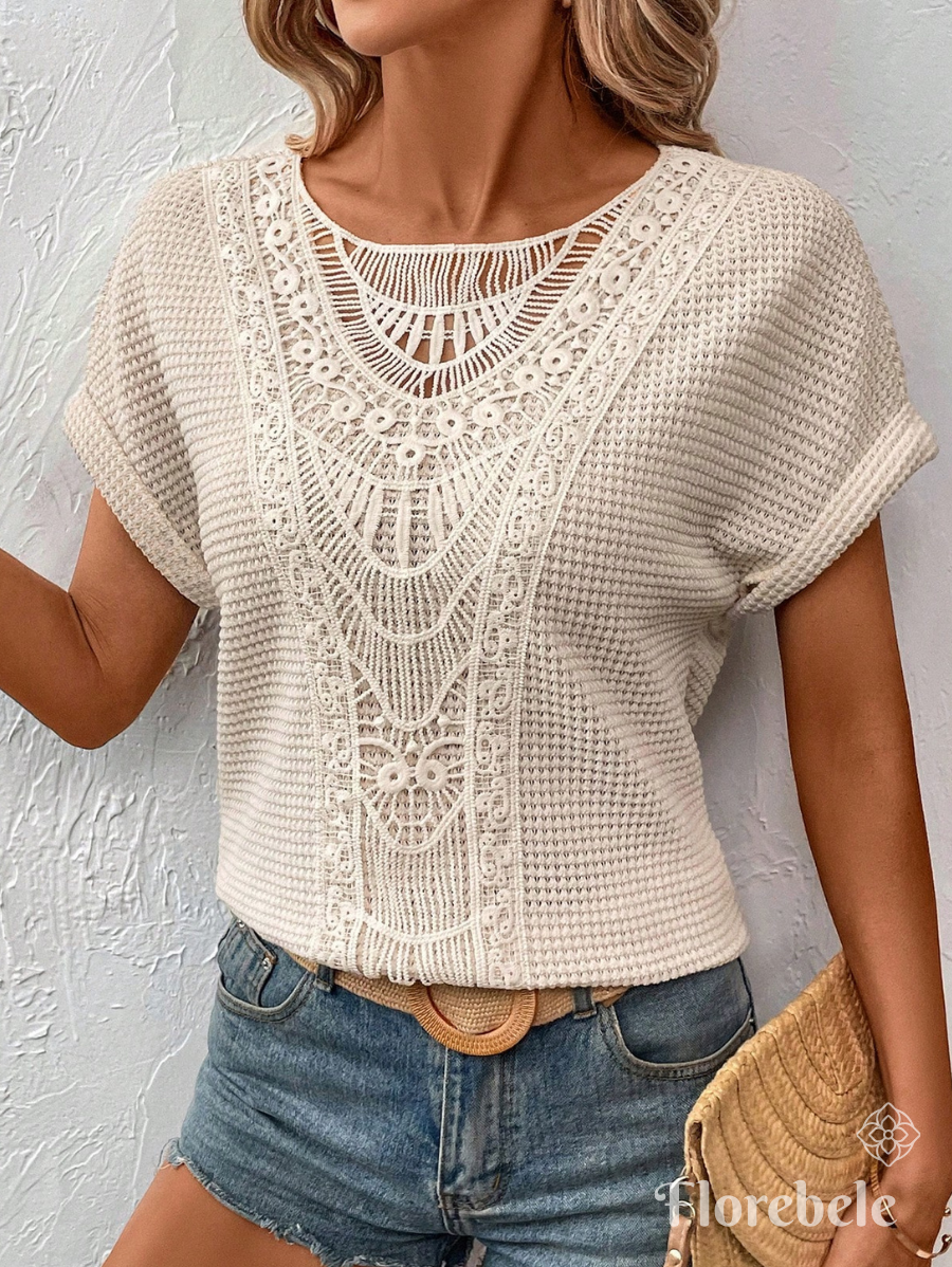 BLUSA MANGA CORTA CON BORDADO