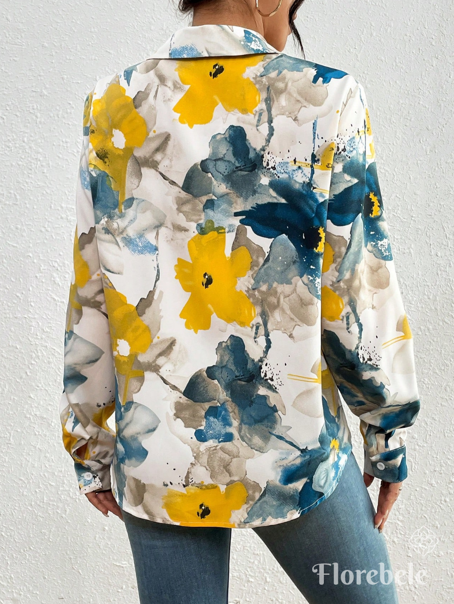 CAMISA CON ESTAMPADO FLORAL ACUARELA