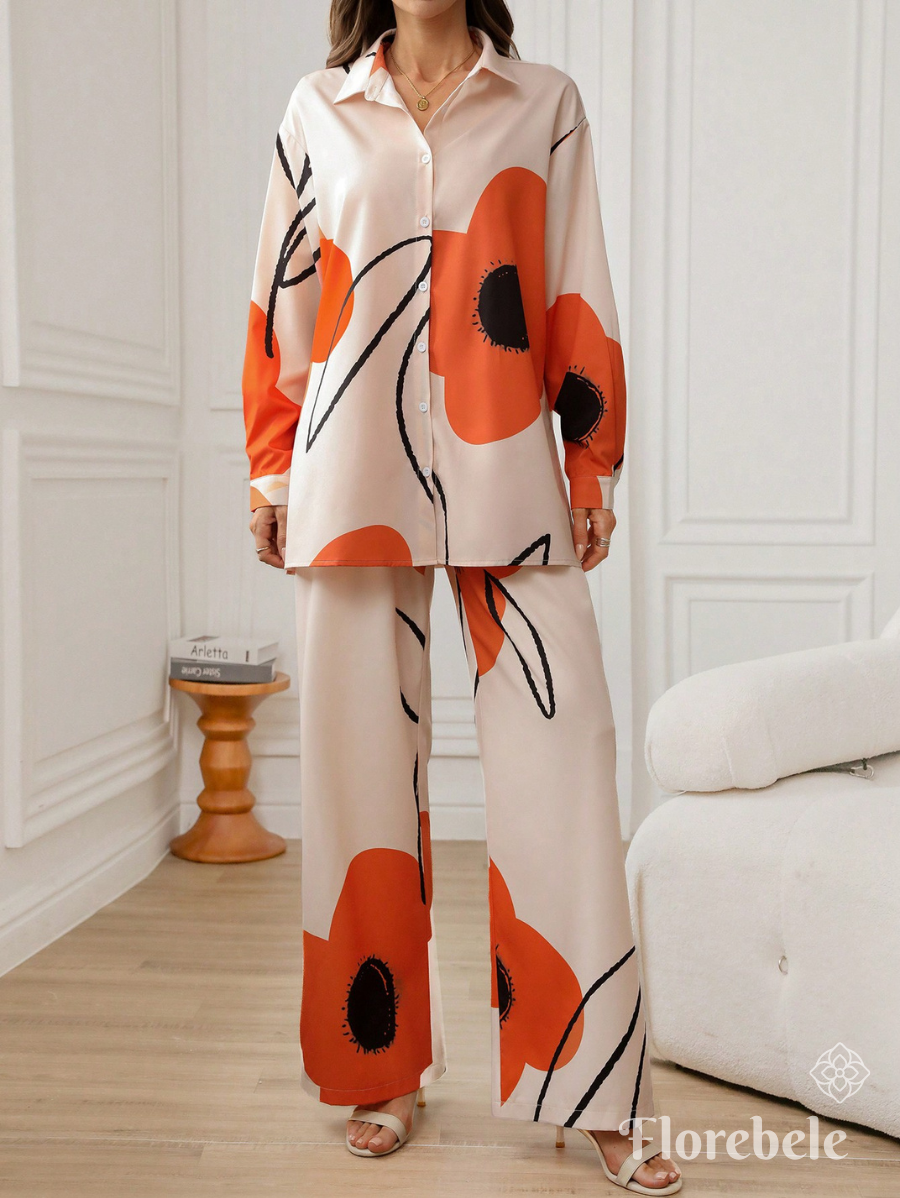 CONJUNTO CON ESTAMPADO DE FLOR Y BOTONES