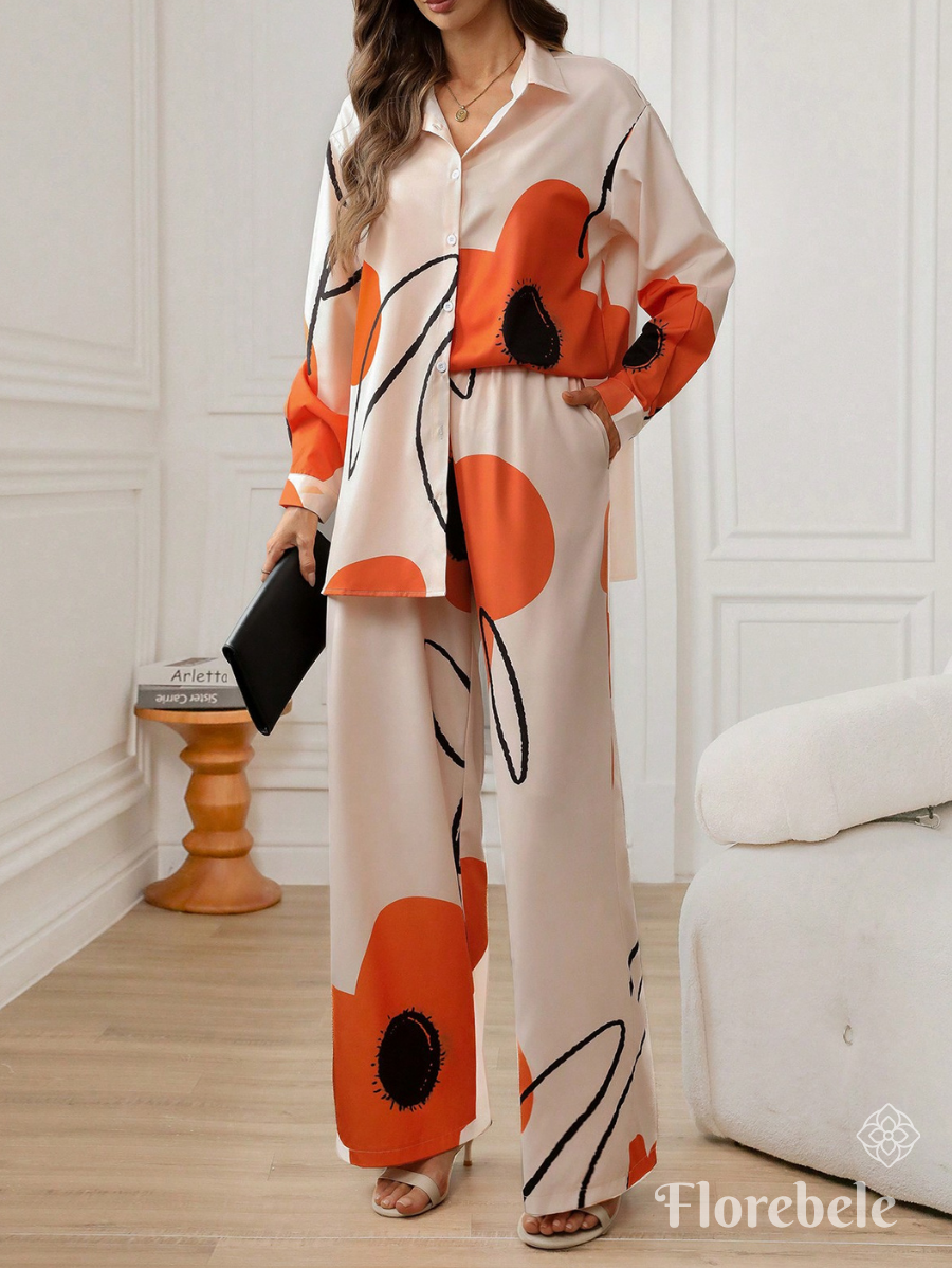 CONJUNTO CON ESTAMPADO DE FLOR Y BOTONES