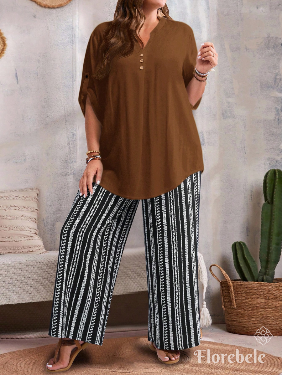 CONJUNTO CON PANTALÓN A RAYAS