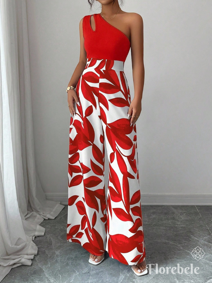 ENTERITO DE UN HOMBRO CON ESTAMPADO DE HOJAS