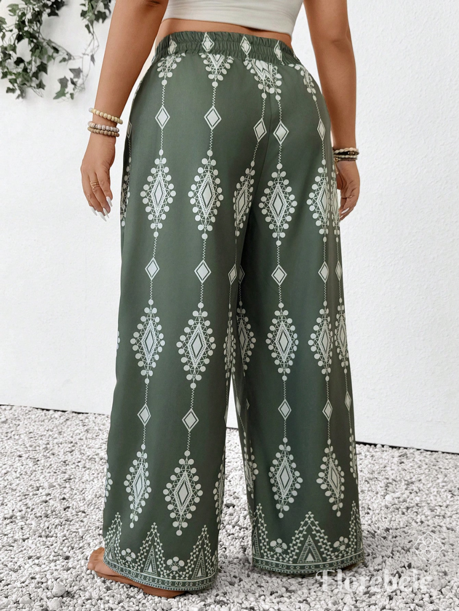 PANTALÓN CON ESTAMPADO DE PIERNA ANCHA