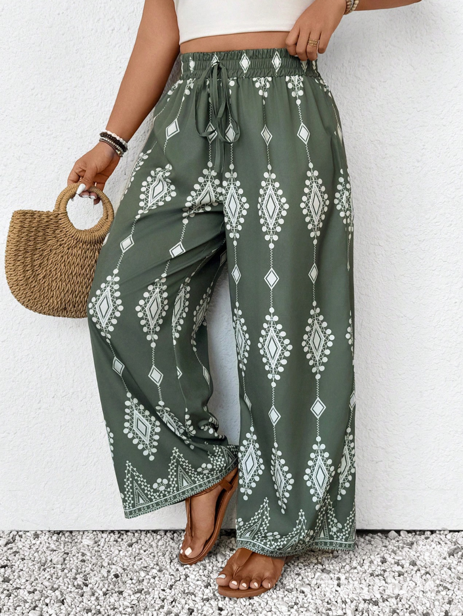 PANTALÓN CON ESTAMPADO DE PIERNA ANCHA