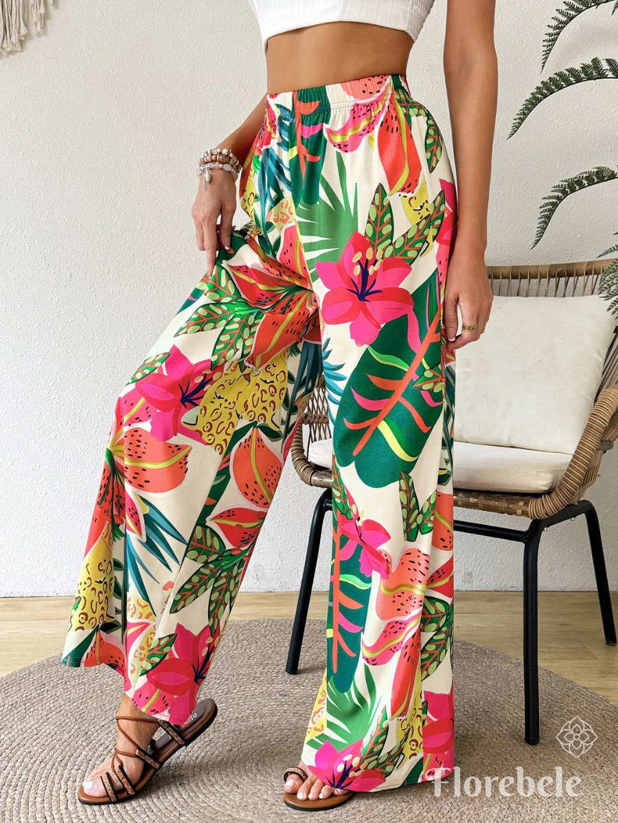 PANTALÓN CON ESTAMPADO TROPICAL