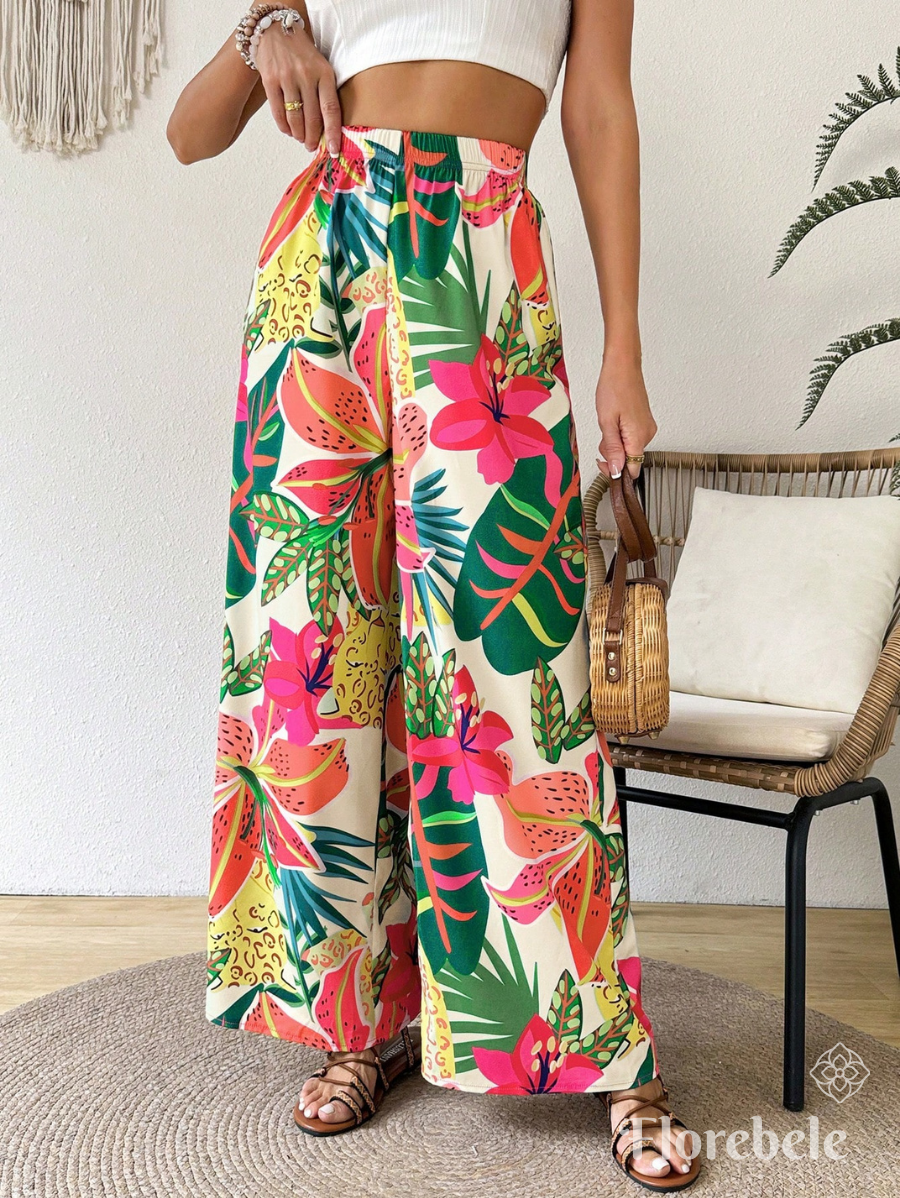 PANTALÓN CON ESTAMPADO TROPICAL