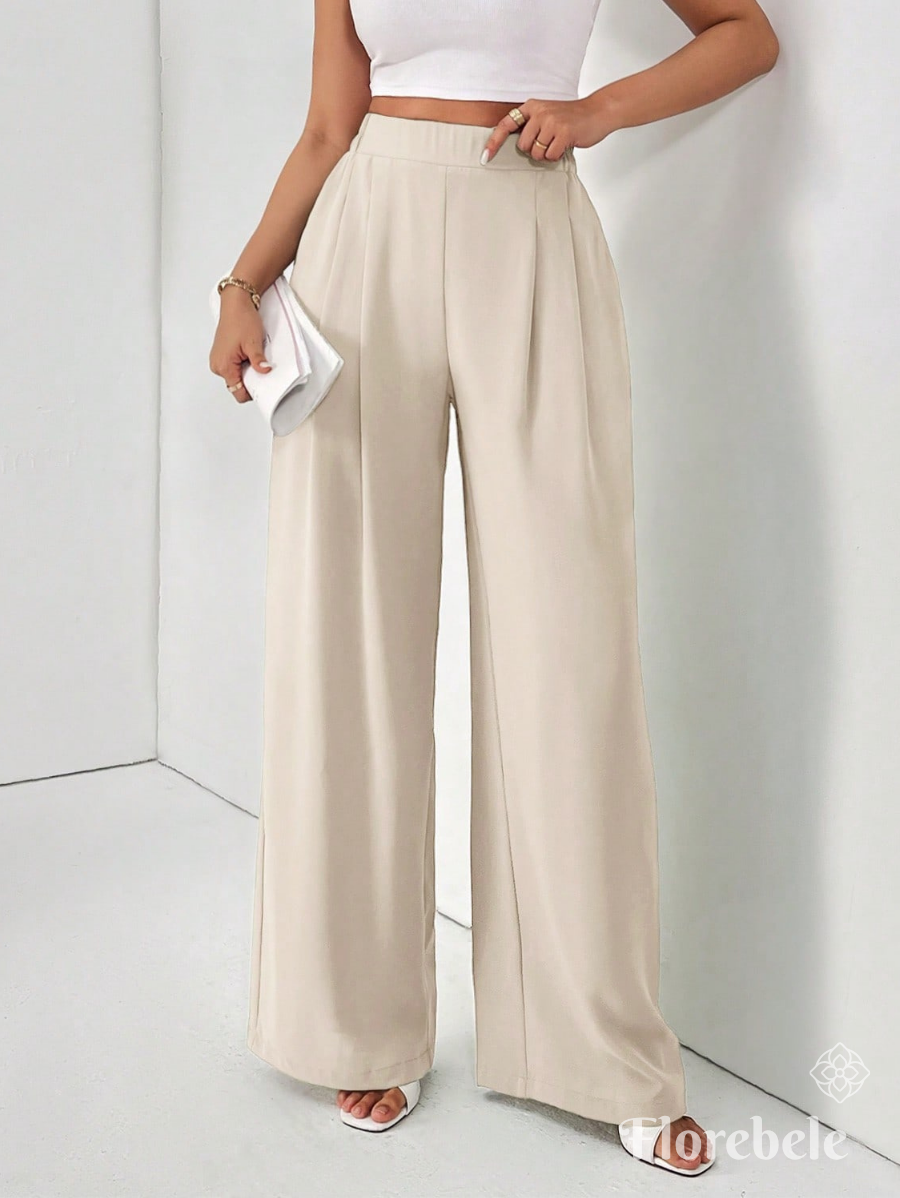 PANTALÓN UNICOLOR CON PLIEGUES