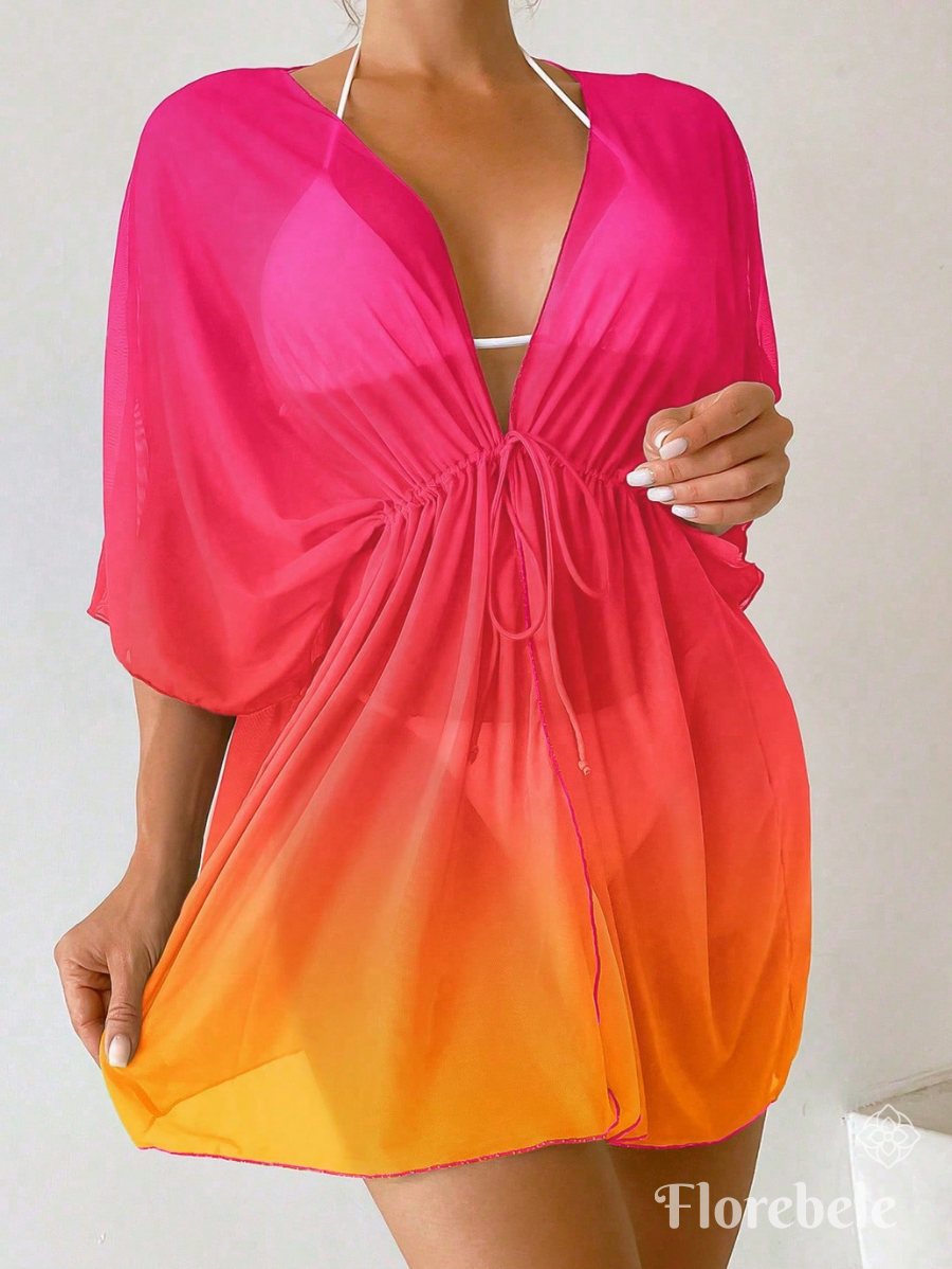 SALIDA DE PLAYA CON AJUSTE DE CINTURA DOS TONOS