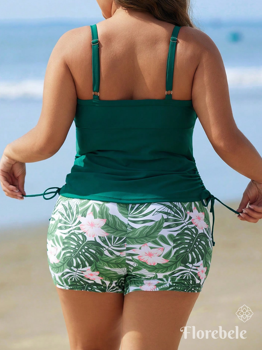 TANKINI CON CRUZADO Y ESTAMPADO TROPICAL