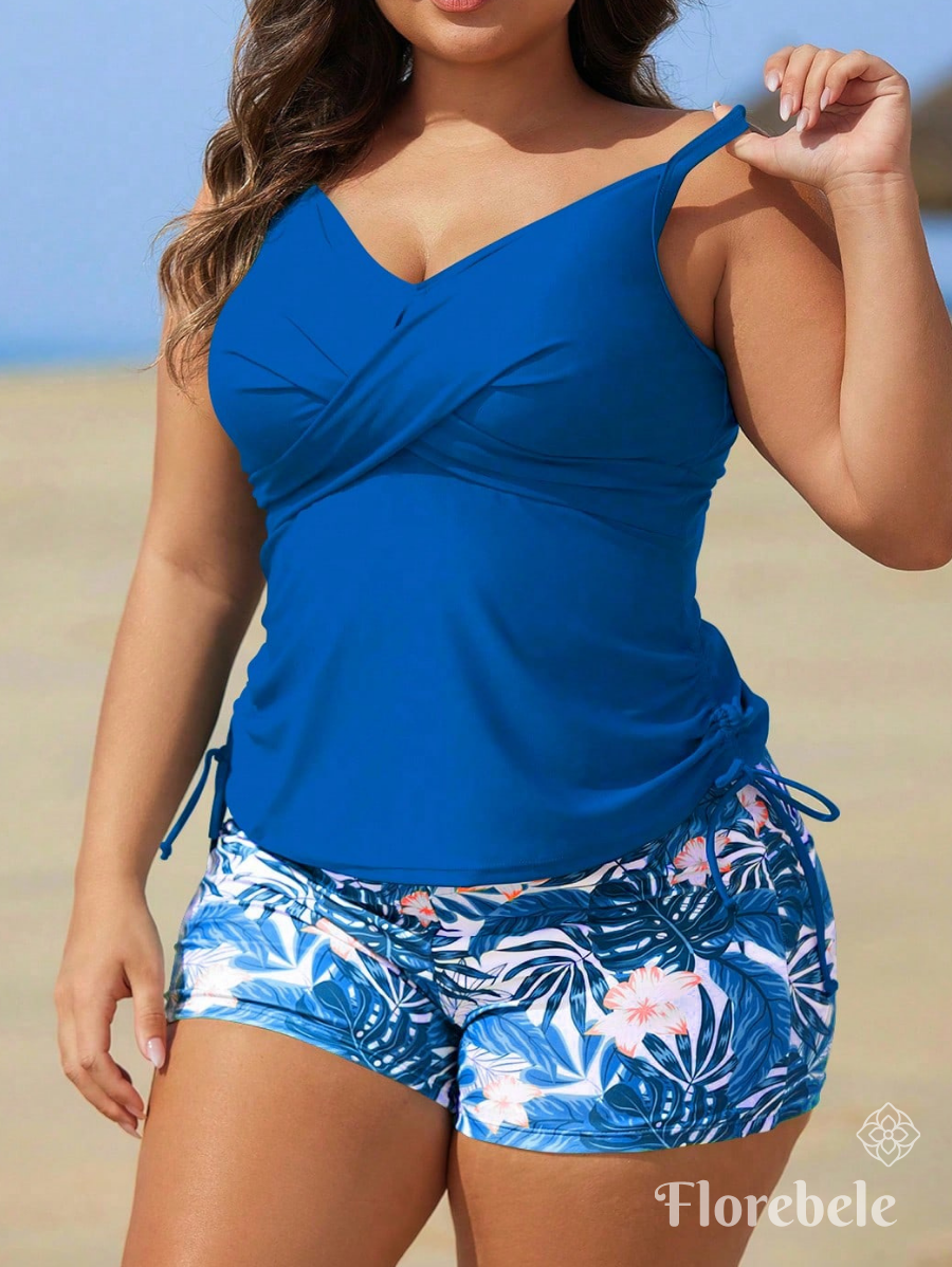 TANKINI CON CRUZADO Y ESTAMPADO TROPICAL