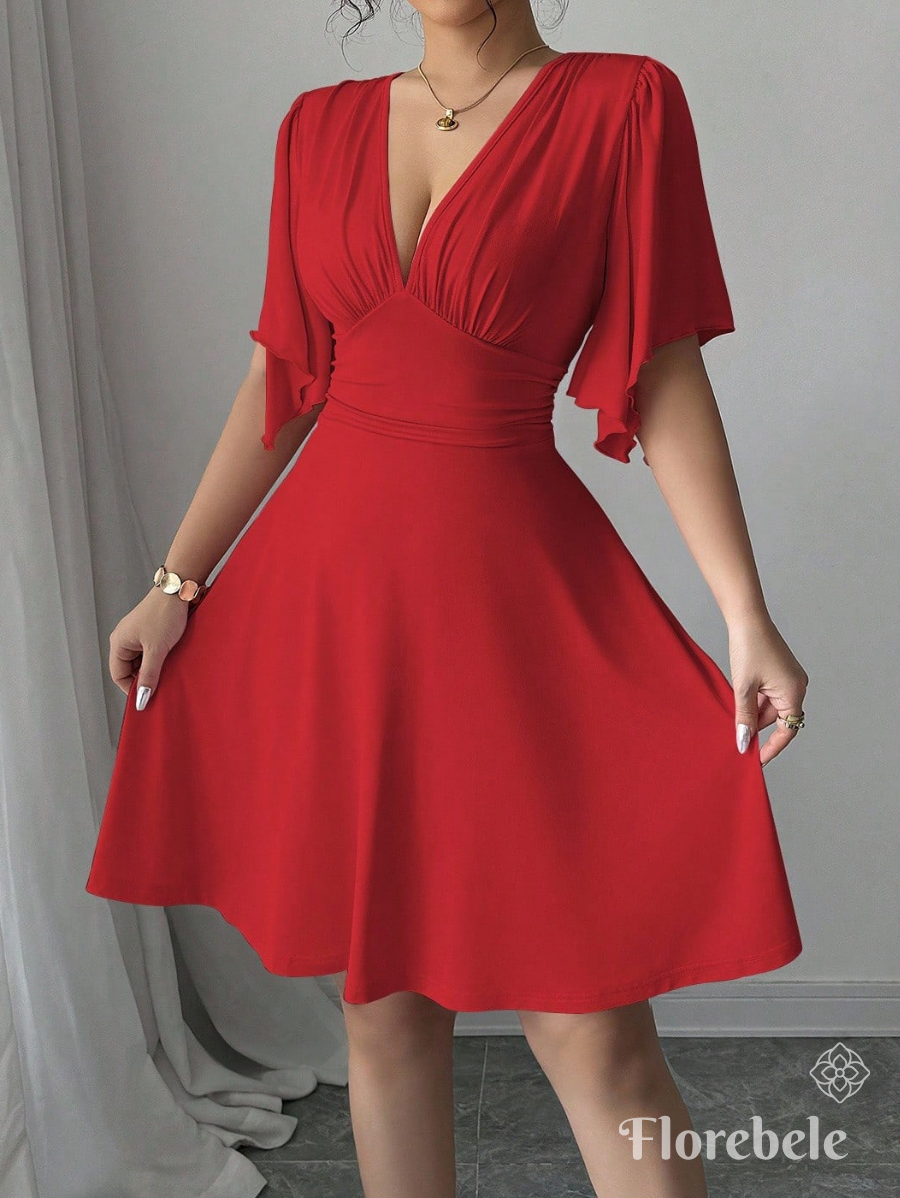 VESTIDO CORTO CON BUSTO FRUNCIDO