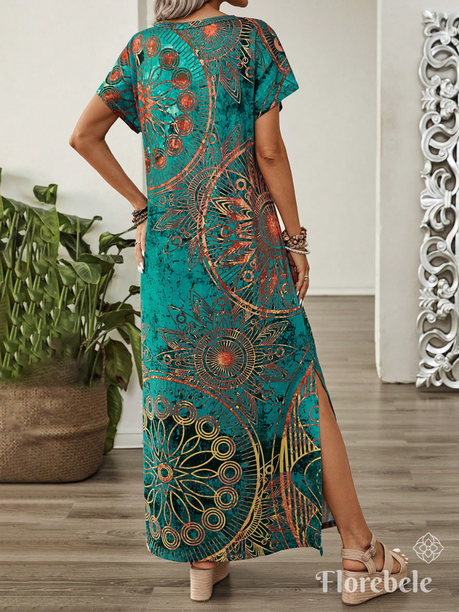 VESTIDO LARGO DE MANGA CORTA