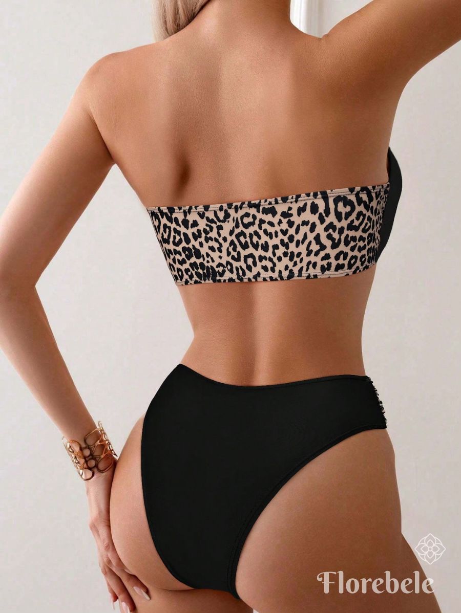 BIKINI CON ESTAMPADO LEOPARDO SIN TIRANTES Bikini 44 Florebele 