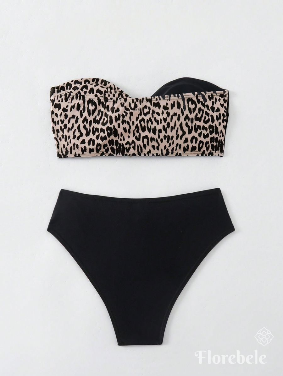 BIKINI CON ESTAMPADO LEOPARDO SIN TIRANTES Bikini 44 Florebele 